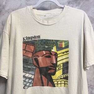 Vintage 90s Technology T Shirt Mens XL White Kingston Tech